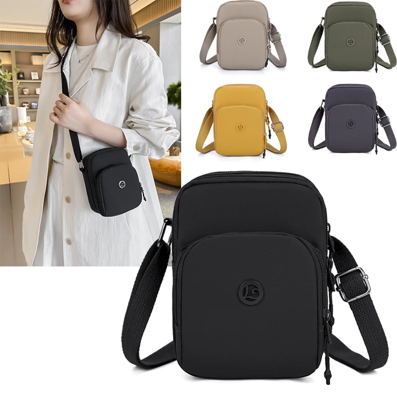 Women's Multi-Compartment Nylon Crossbody Bag – Lightweight Travel Shoulder Bag with PHONE Organized Pockets