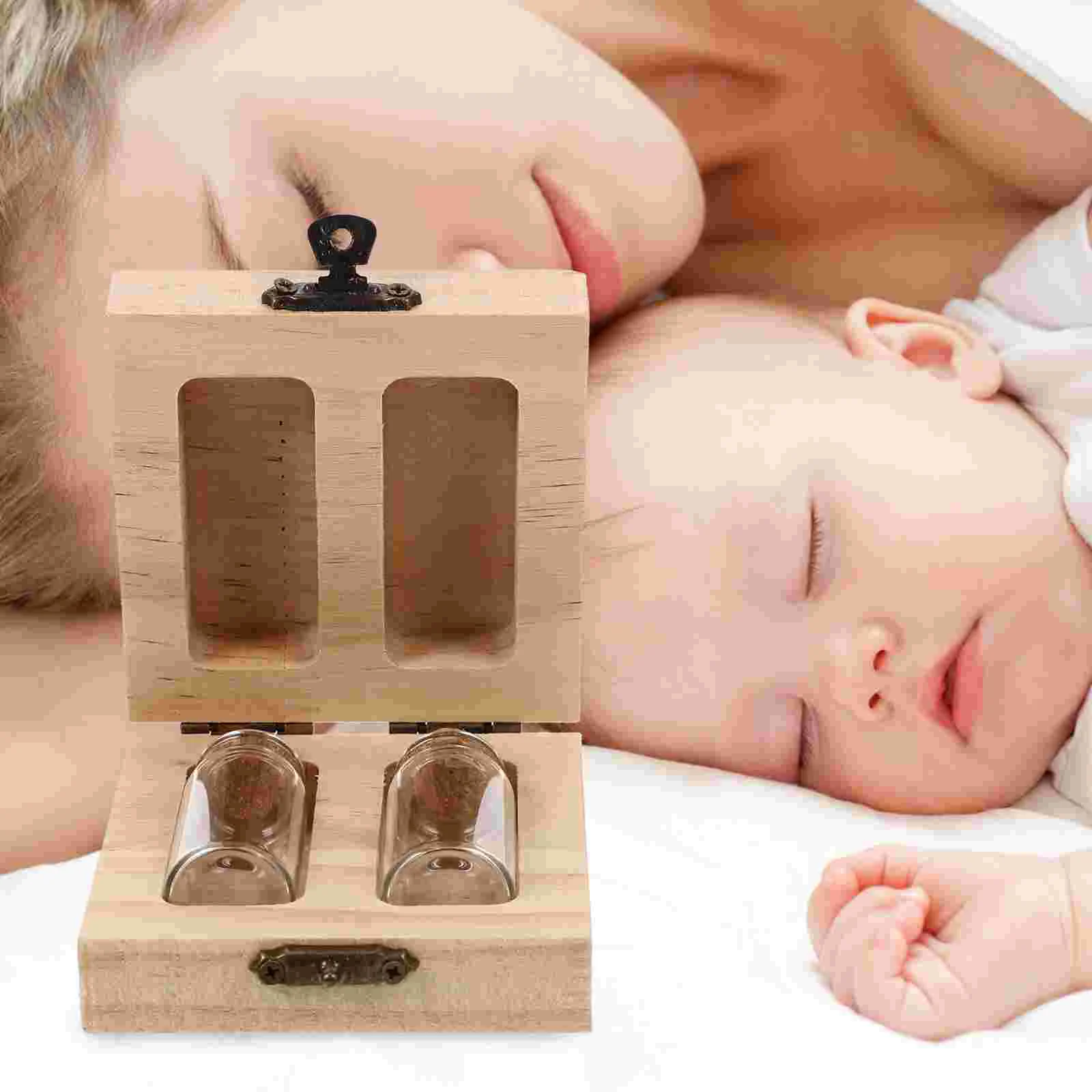 Souvenir Box Lanugo Umbilical Cord Preservation Baby Boy Storage Boxes Saver Wooden Bottle