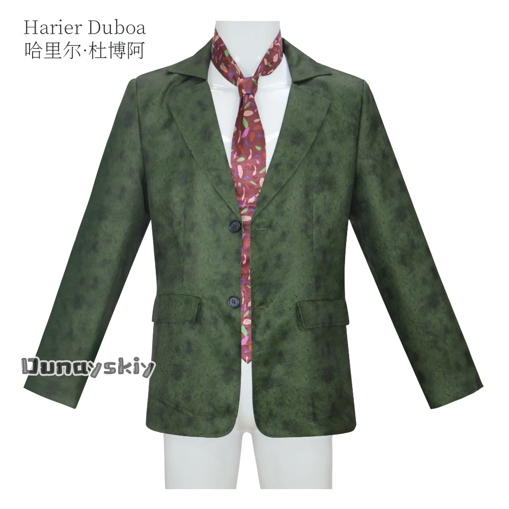 Kostum Harrier Du Bois Cosplay Game Disco Elysium Setelan Hijau + Dasi Pakaian Uniseks Pakaian Anime Halloween Setelan Permainan Peran Prop