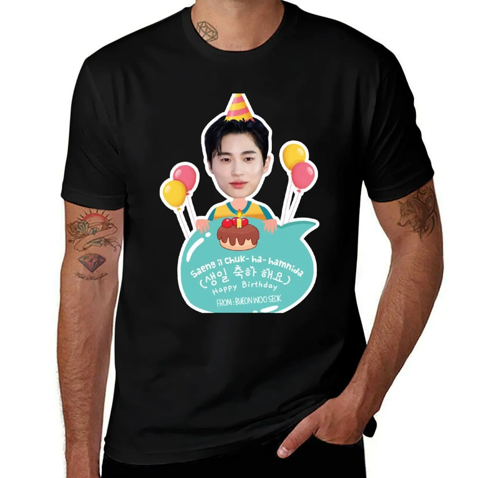 Lovely Runner Kdrama - Byeon Woo Seok Happy Birthday T-Shirt Plus Size Street Style Tee T-Shirt