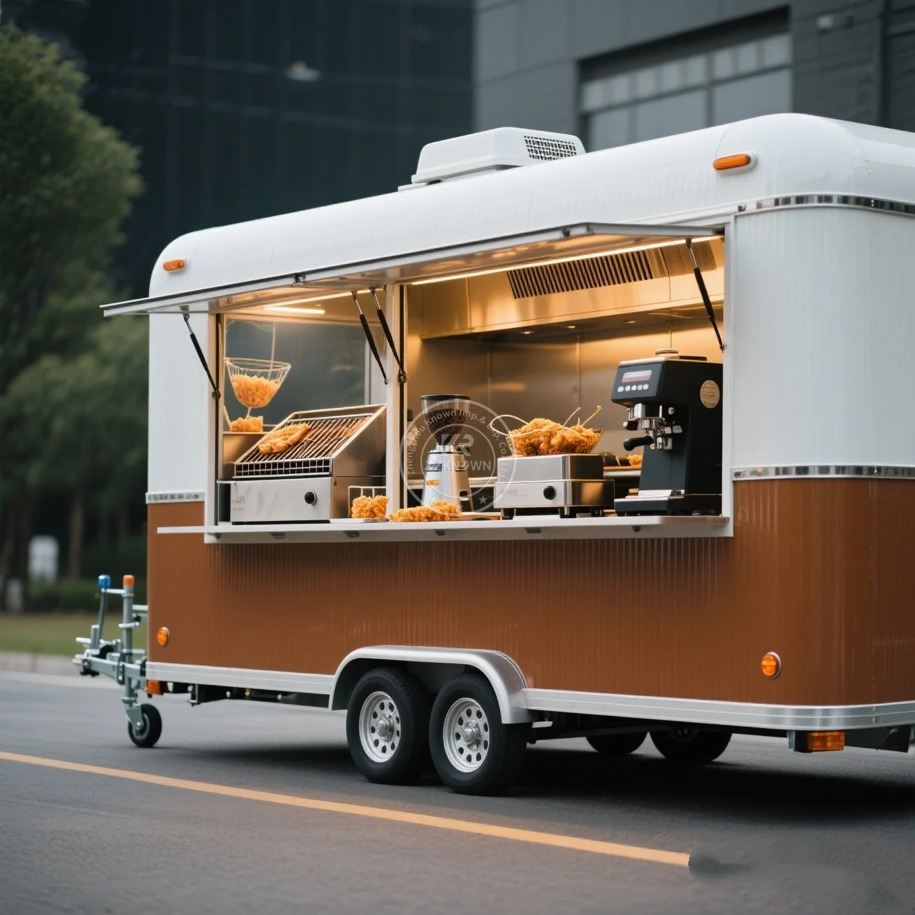 

USA Standard Food Truck with Full Kitchen Concession Bbq Food Trailer with Porch Fully Equipped Custom Food Truck