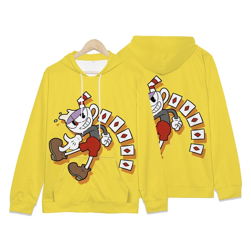 Spring Hoodies Game Cuphead Mugman 3D Print Sweatshirts Boy Girl Hooded Pullovers Kids Fashion Children Cartoon Tracksuits Coat