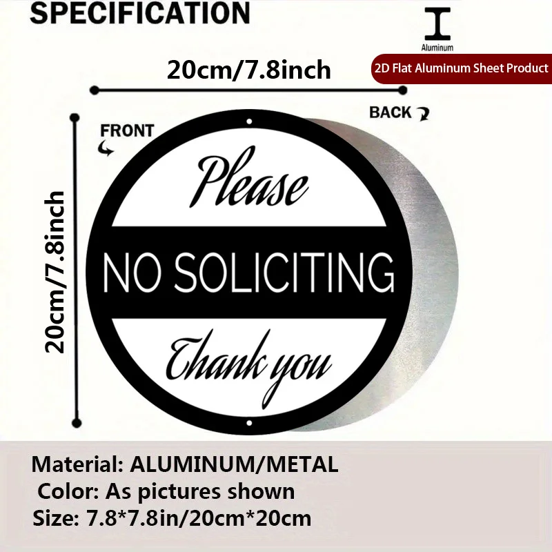 2D Flat, 2D Flat 1pc No Soliciting 20x30cm Plaque,Thank You Sign,Elegant Perfect for Home,Office,Cafe Or Garage Metal Decoration
