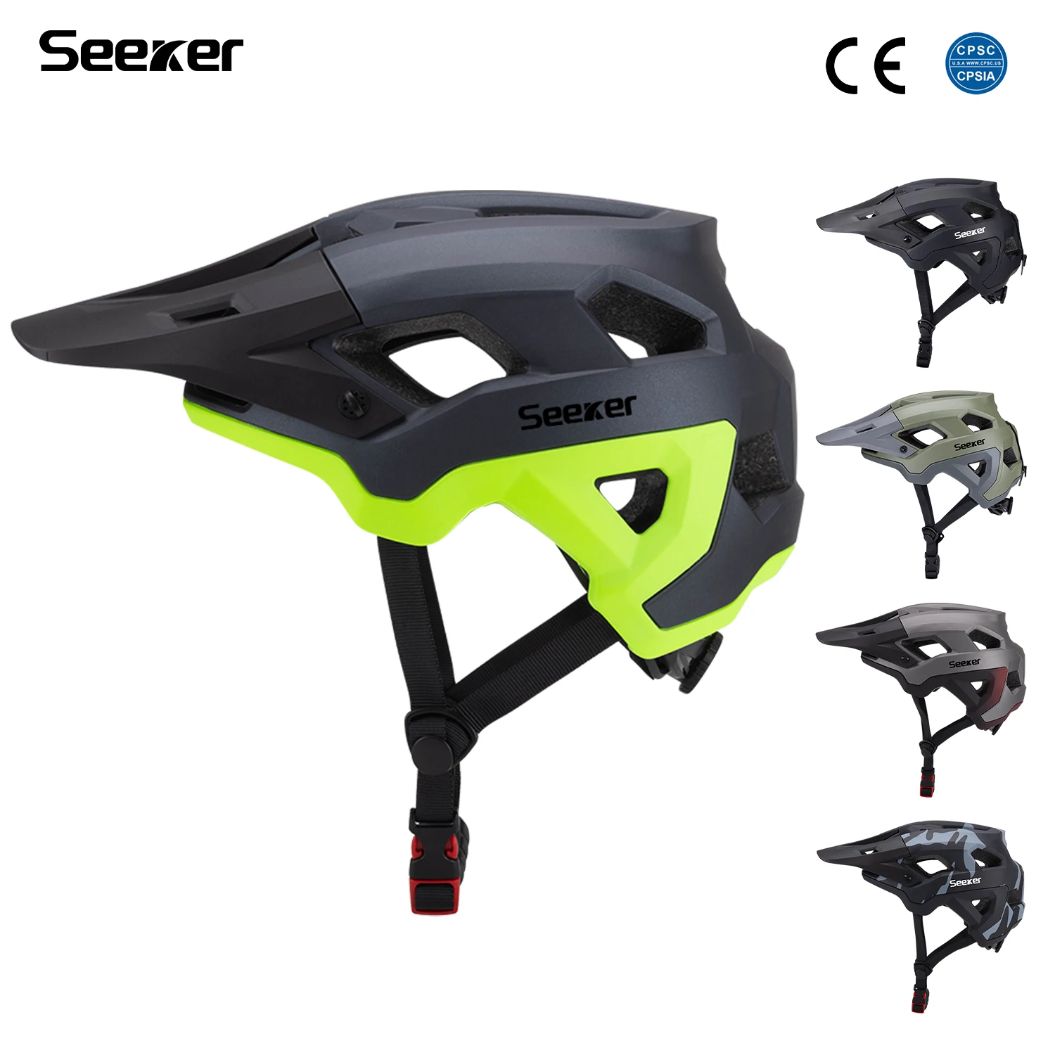 

Велосипедный шлем Seeker матового цвета с цветовыми блоками, легкий дышащий защитный шлем для скоростного спуска на горных велосипедах, регулируемый размер