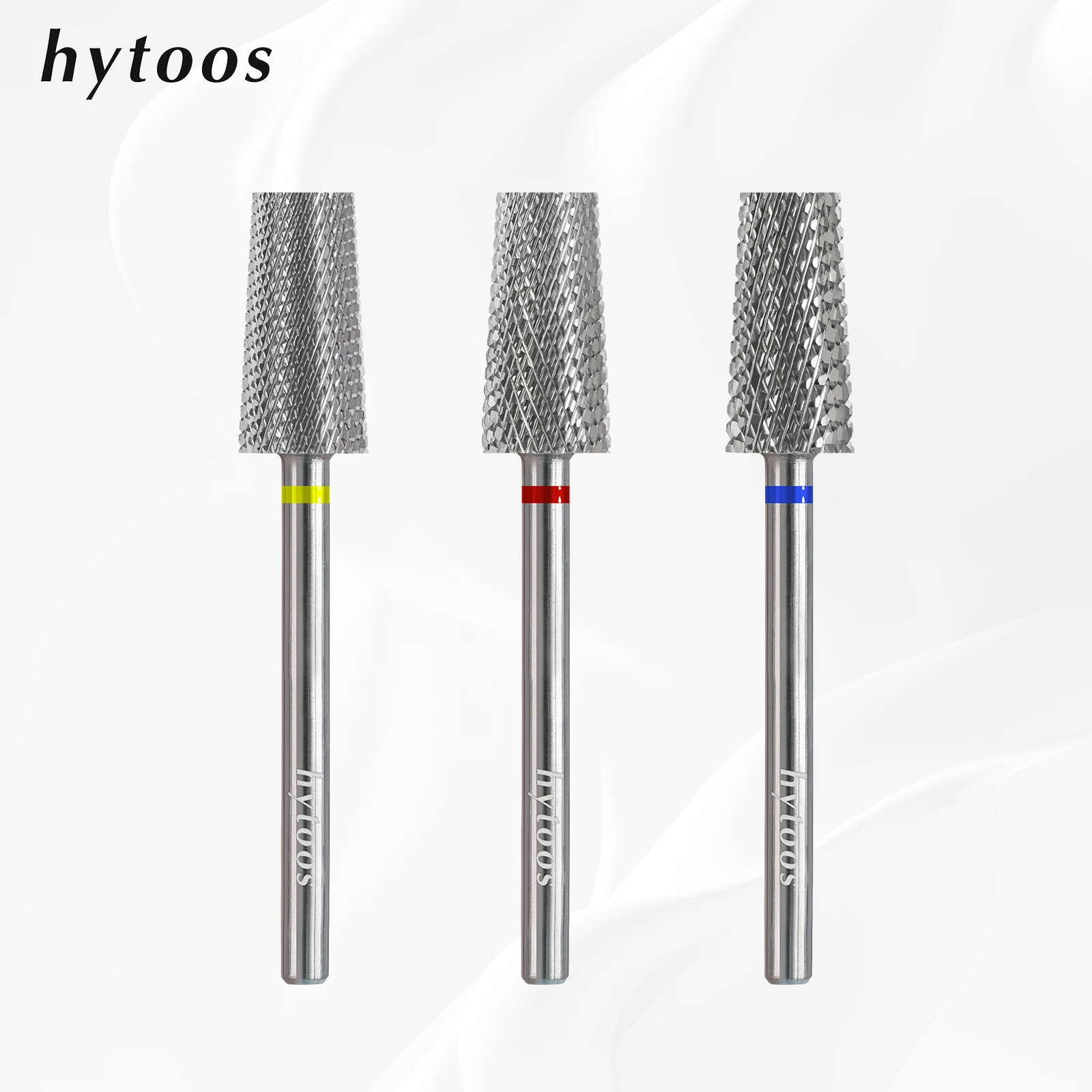 HYTOOS 6.6mm Flat Top Tapered Nail Drill Bit 2 Way Tungsten Carbide Nail Bits Electric Manicure Drill Accessories Remove Gel