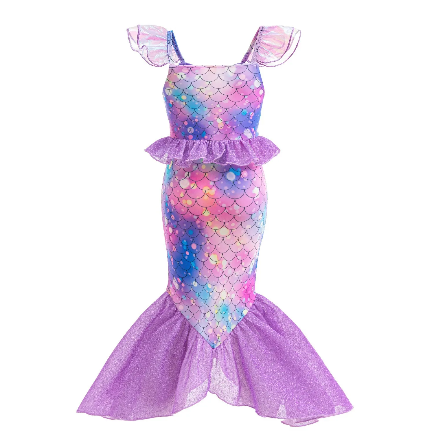 Disney New Ariel Princess Little Mermaid Dress Girl Charm Cosplay Costume Kids Birthday Party Halloween Disguise Clothes view 4