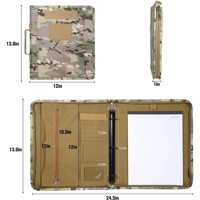 Outdoor Padfolio Ring Binder A4 Tactical Notebook Cover Protective Case Notebook Holster Waterproof Hunting Stationery Supplies