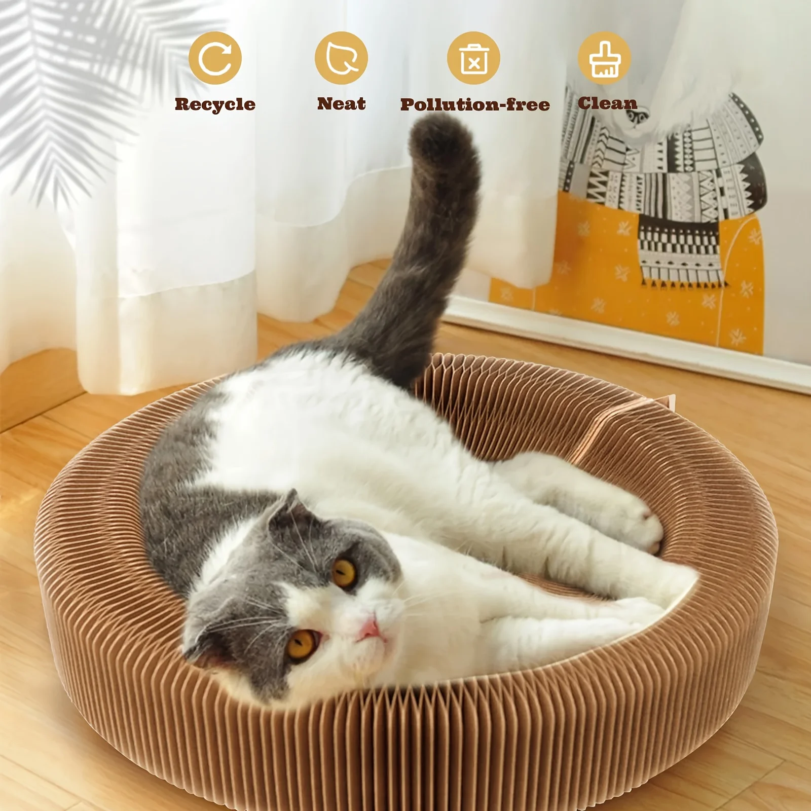 Adjustable 3 Steps Litter Box Ramp with Filter Function Detachable Litter Trapper Easy Clean Cat Litter Stair for Small Elderly