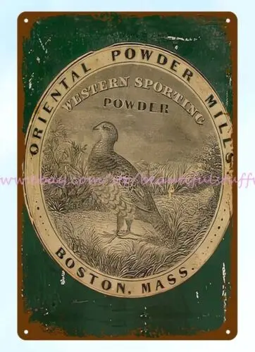 1904 Gunpowder Boston Mass Western Sporting ammo hunting metal tin sign