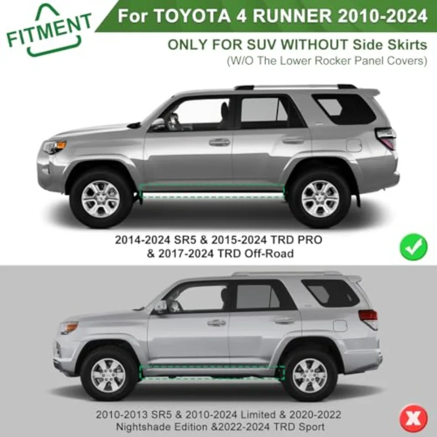لوحات الجري الثقيلة خطوات جانبية لموديلات Toyota 4Runner 20102024 المتوافقة مع 1424 SR5 TRD PRO و1724 TRD المتينة Ca