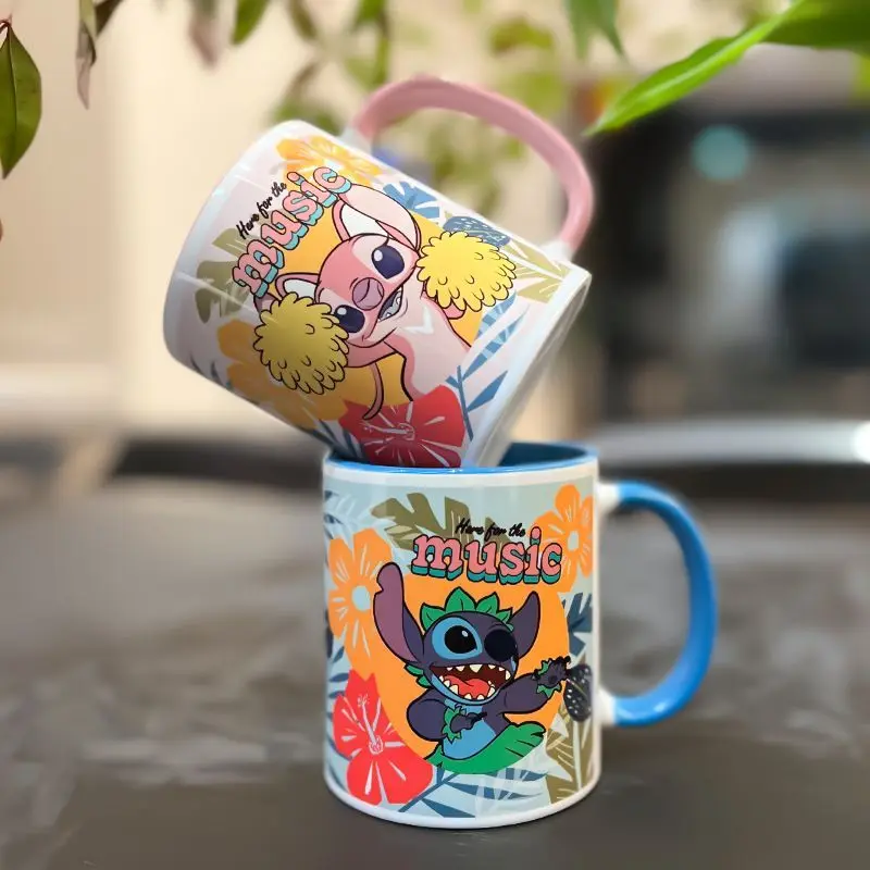 350ml Disney Cute Stitch Mug Cartoon Character Stitch Ceramic Three-dimensional Coffee Cup Office Home Water Cup Birthday Gifts