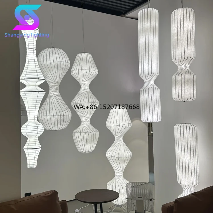 Modern Silk  Custom Size White Finish LED Lighting Fixture WabiSabi White Large Shell Geometric Villa Large