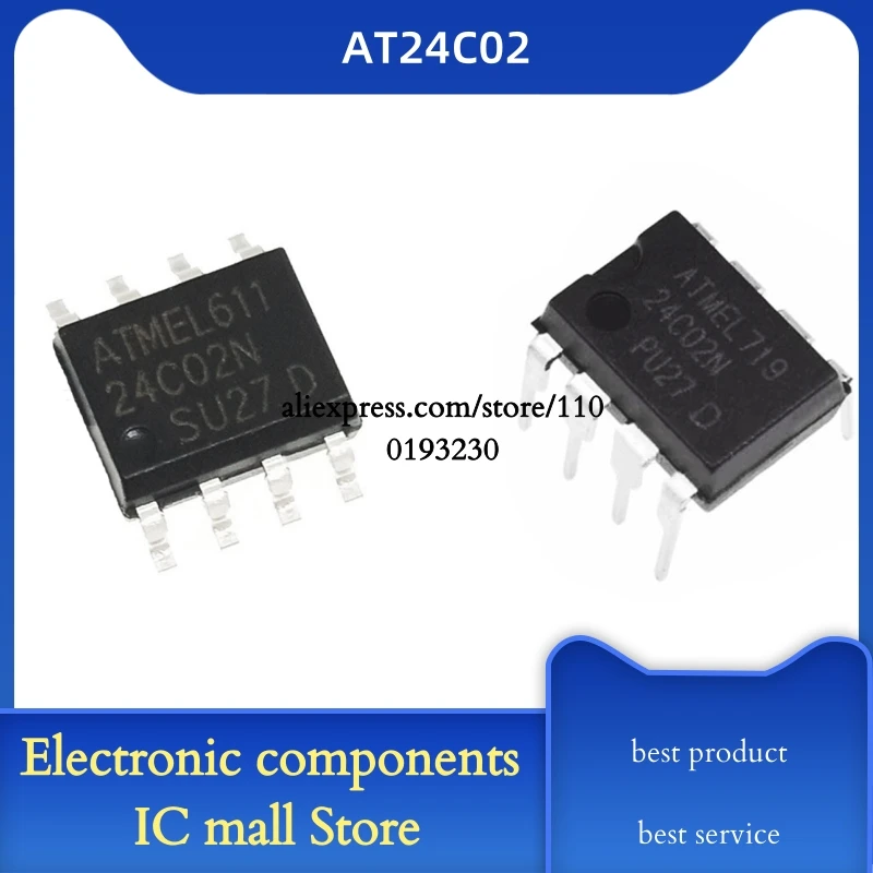 20pcs/lot  24C02N AT24C02N AT24C02N-10SU-2.7  24C02  24C02N-SU27-D 24C02N-PU27-D  IC EEPROM 8-SOIC 8DIP  In Stock