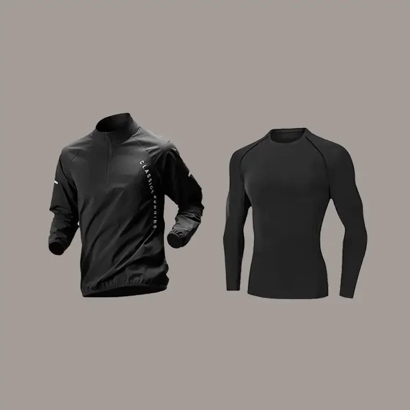 Men's Quick Drying Sports Suit Autumn Track and Field Zipper Training Running Fitness Long Sleeved Bicycle Breathable Sportswear image 5