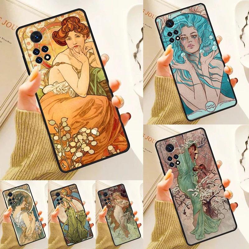 Alphonse Mucha Case For Samsung Galaxy S24 Plus S23 S20 S21FE Lite S22 Ultra Note 20 S8 S9 S10 Phone Coque