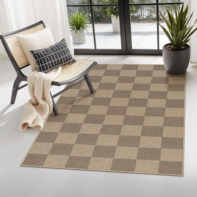 VIKAMA plaid print rug Living Room bedroom Bed blanket Classic checkerboard rug Cloakroom floor mat RUG