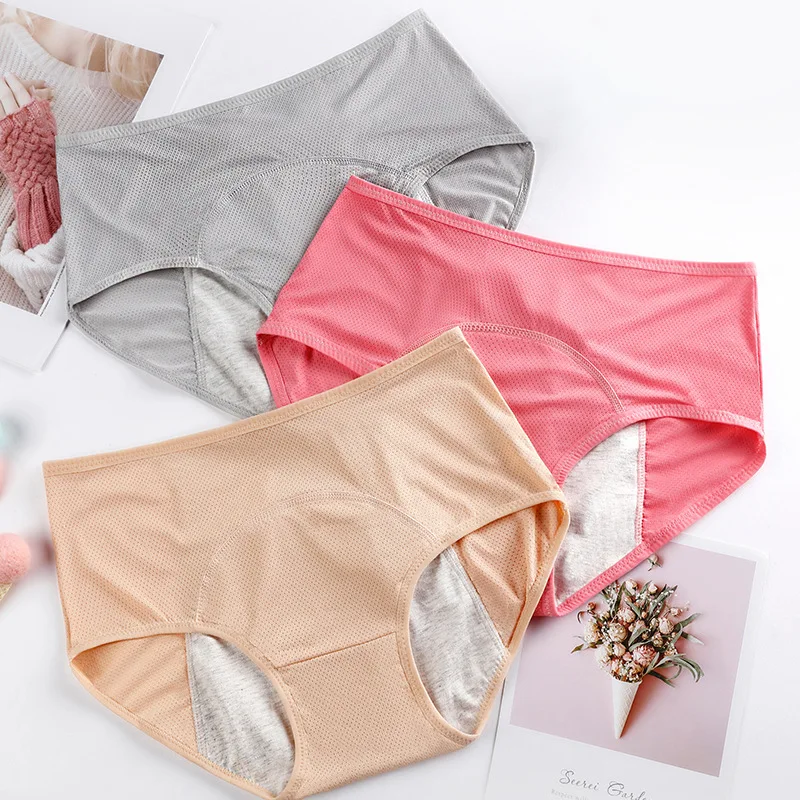 

3-Pack Women's Leakproof Period Panties - Mid High Waist Incontinence Underwear with Pad Holder, 3-Layer Protection for Plus Siz