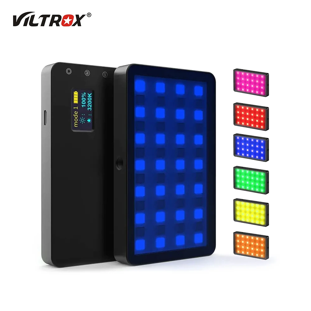 VILTROX Weeylite RB08P RGB LED Video Light Portable Mini Rechargeable On Camera Dimmable Bi-color Panel Photographic Shooting