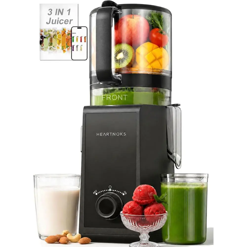 

Juicer hines, 6.5" Extra-Wide eed Chute Cold PrJuicer or Whole ruits, Easy to Clean 3-in-1 Juice, Sorbet & Nut Milk Maker, 300W