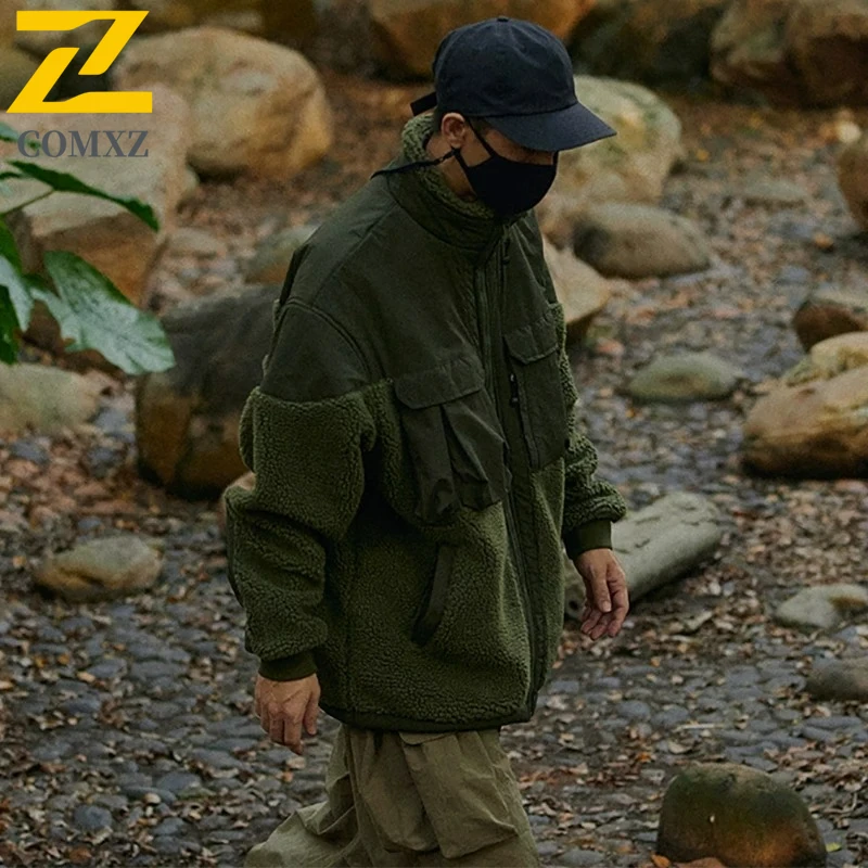 

COMXZ Мужская хлопковая стеганая куртка 2025 Премиум Лыжный курорт Теплая повседневная флисовая куртка для прогулок Уличный вид Универсальное стеганое пальто