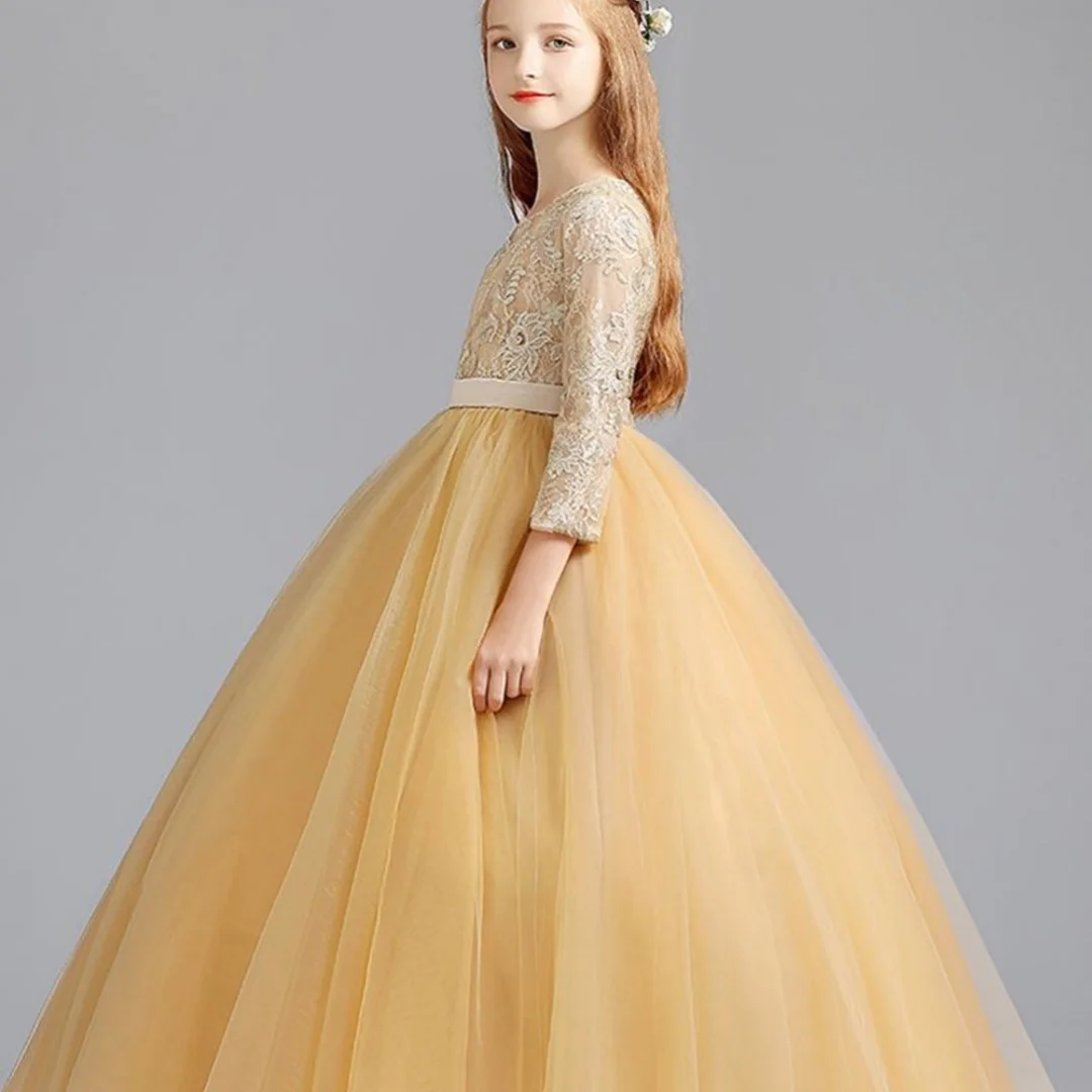 Flower Girls Dress for Wedding Evening Children Princess Party Pageant Long Gown Kids Dresses for Girls Formal Clothes