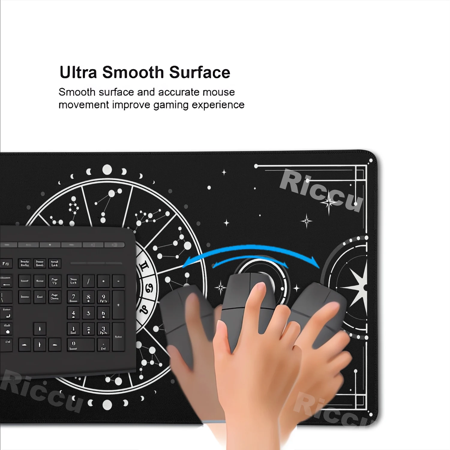 Zodiac Mousepad Moon Star Mouse Mats PC Large Gaming teclado Mouse Pad Rubber Extended Desk Mat Office accessories Black Playmat