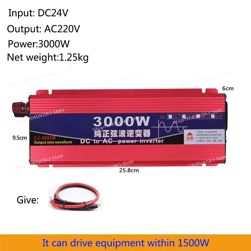 Multi-Voltage 3000W Pure Sine Wave Power Inverter – DC to AC 220V Converter for Car & Household Emergency Power Supply
