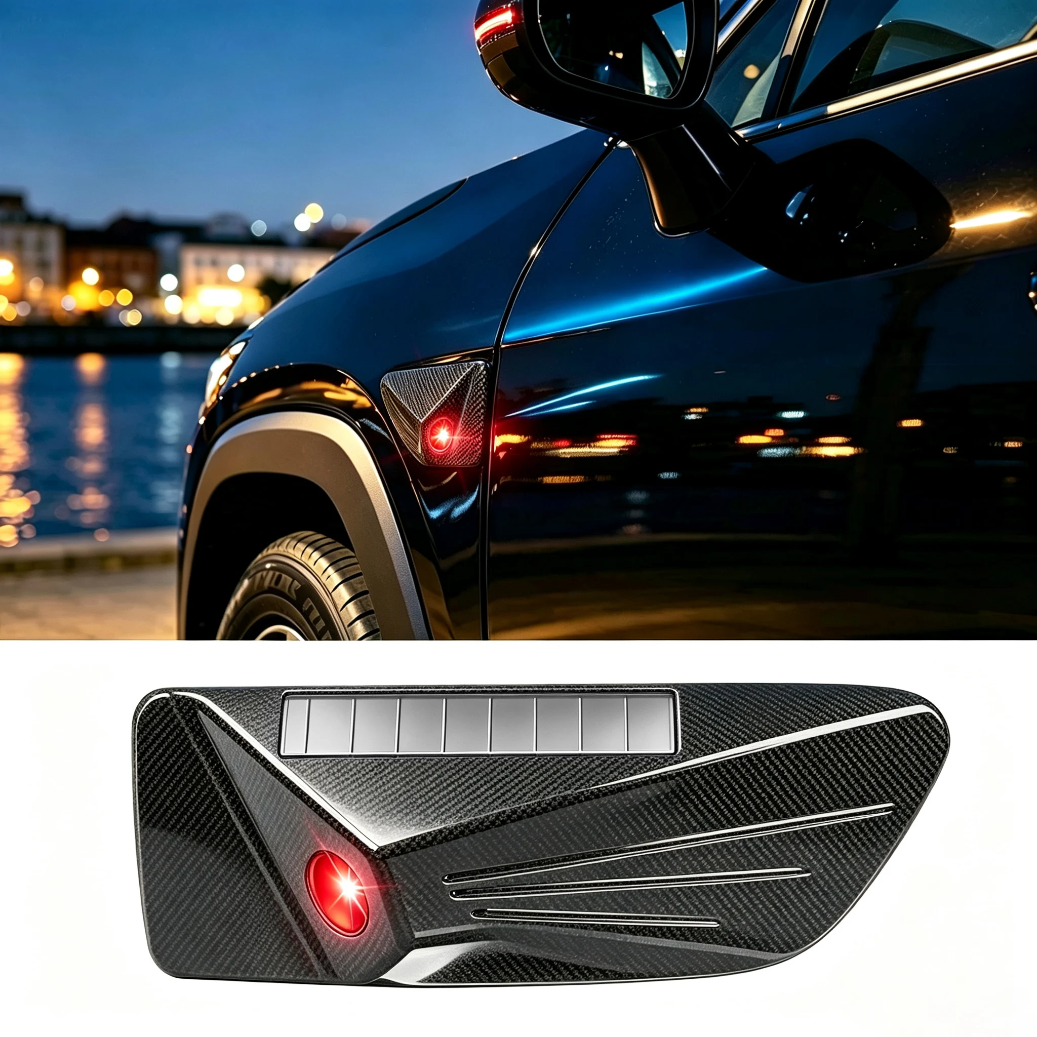 Automotive solar simulation sentinel mode light, leaf panel anti-theft monitoring, LED flashing light, decorative universal