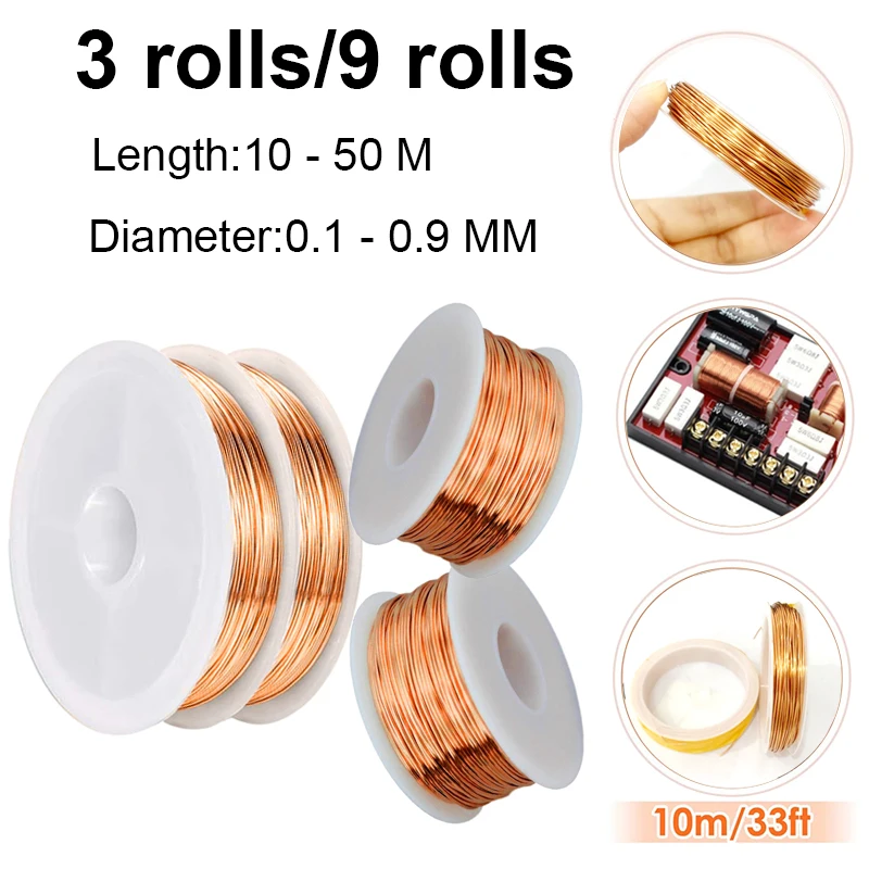 3-9pcs spool coil electromagnetic wire enameled copper wire enameled winding wire is widely used in transformers, inductors