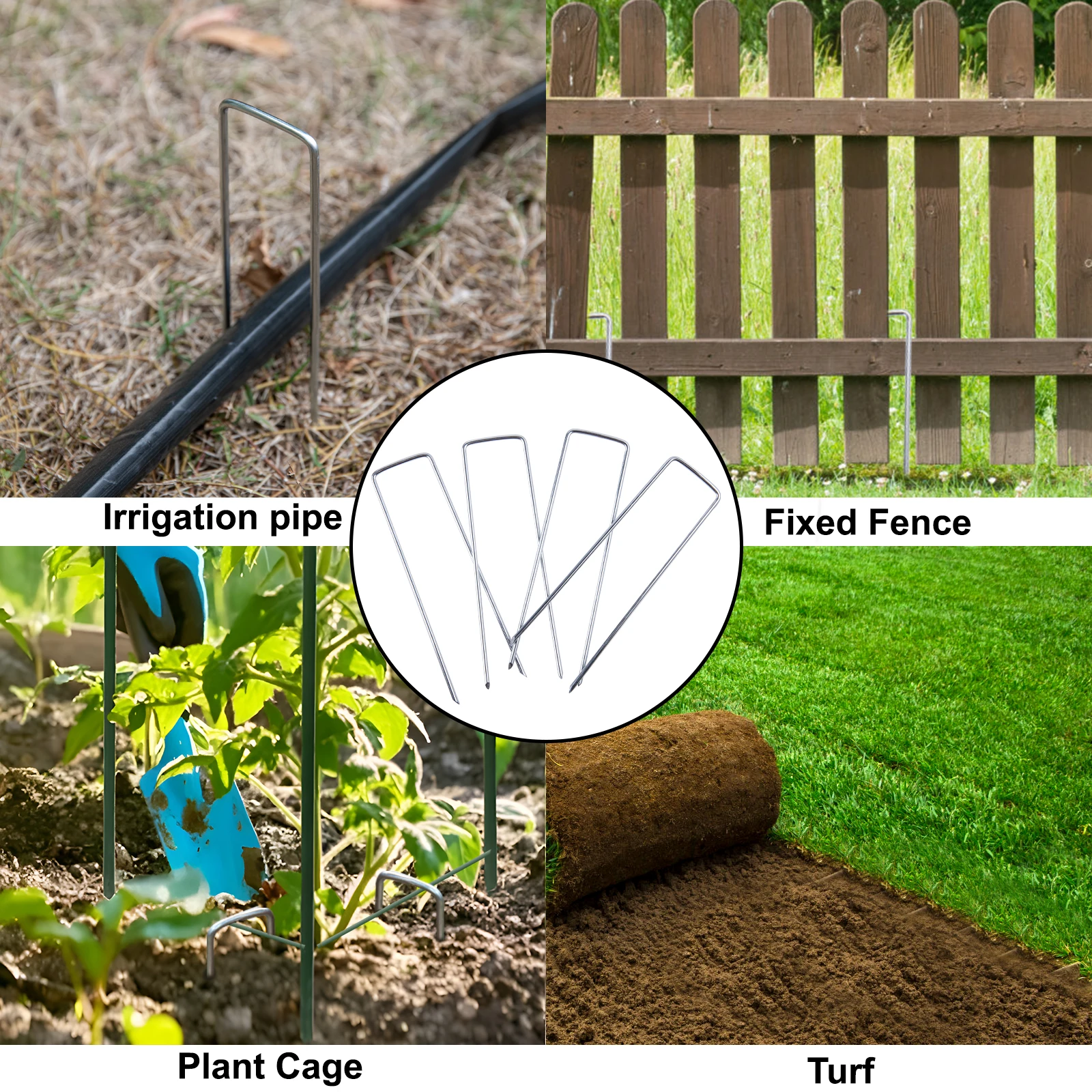 

Rustproof Galvanized Steel U-Shaped Garden Pegs 15/30cm Landscape Staples for Lawn Weed Fabric Tent Fence Irrigation Fixing