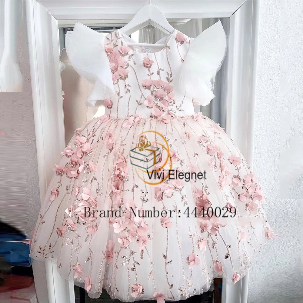 

Scoop A Line Sleeveless Flower Girls Dresses with Beading 2023 Sequined Real Picure Zipper Back Christmas Gowns فلور فتاة اللباس