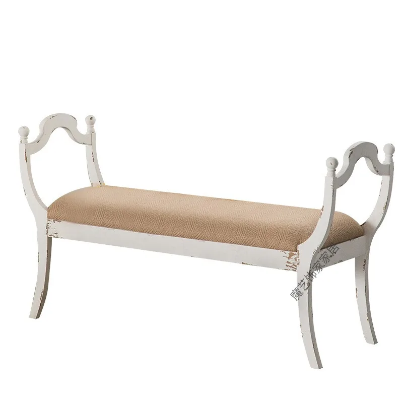 

Retro old creative fabric shoes, American white new integrated Internet celebrity long bedroom end stool