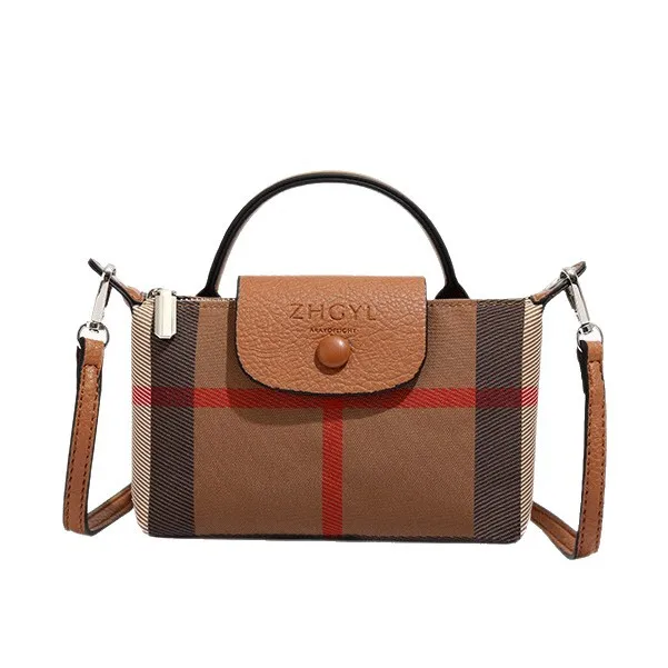 Tas Selempang Kotak-kotak Model Dumpling untuk Wanita, Tas Tangan Mewah, Tas Selempang Serbaguna untuk Siang dan Malam, Tas Fashion untuk Kerja ​