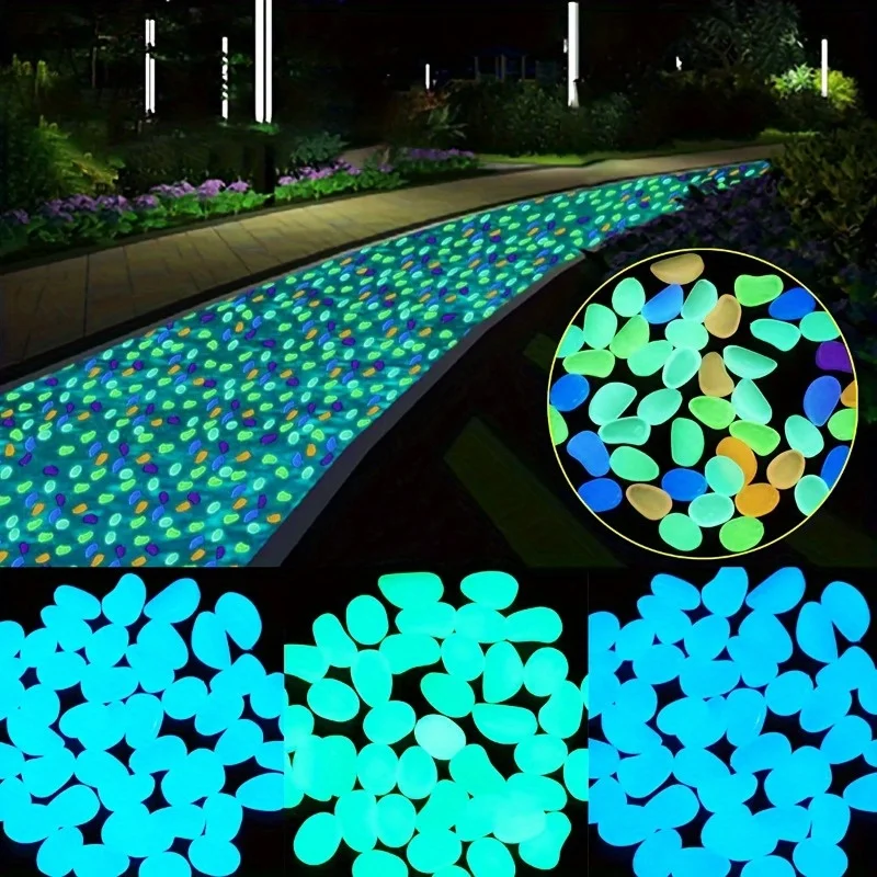 100pcs Luminous Pebbles: Create a Magical Garden, Landscape, Flower Pot 0.31*0.39inch