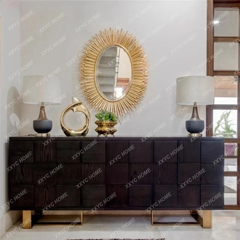 

H2H light luxury solid wood porch cabinet foyer cabinet neoclassical storage side cabinet