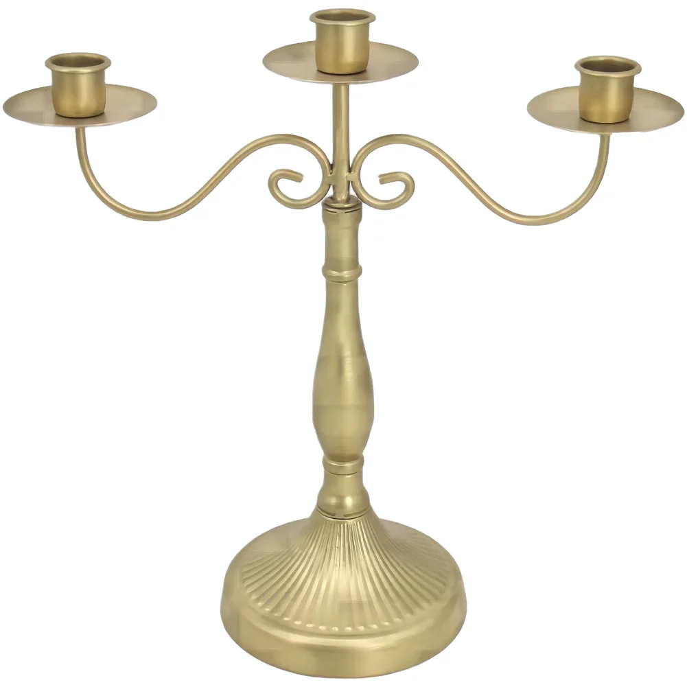 Antique Vintage Iron Candlestick Holder with Single Three or Five Candle Heads for Weddings and Romantic Setting Enhancements