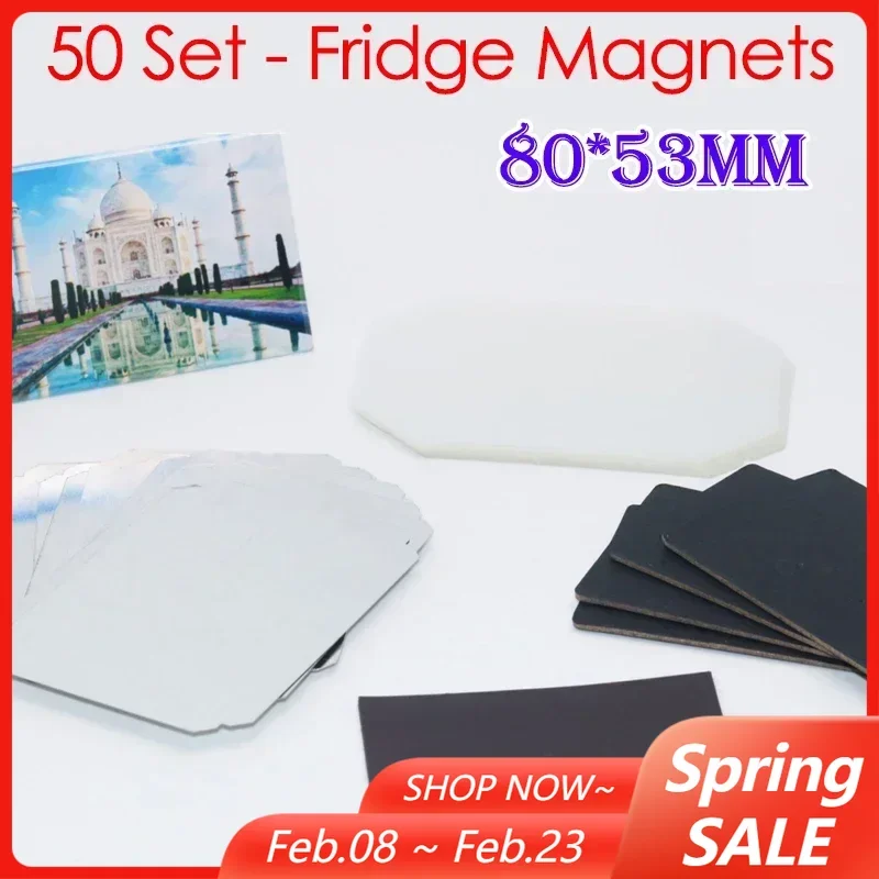 

DIY Fridge Magnet Making Parts 80x53mm 50Sets Refrigerator Magnets Badge Button Consumables for Metal Button Maker