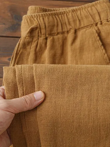 Pantalones Chino informales de lino y algodón para hombre, pantalones de chándal holgados y ligeros de pierna ancha, pantalones deportivos rectos para correr para hombre
