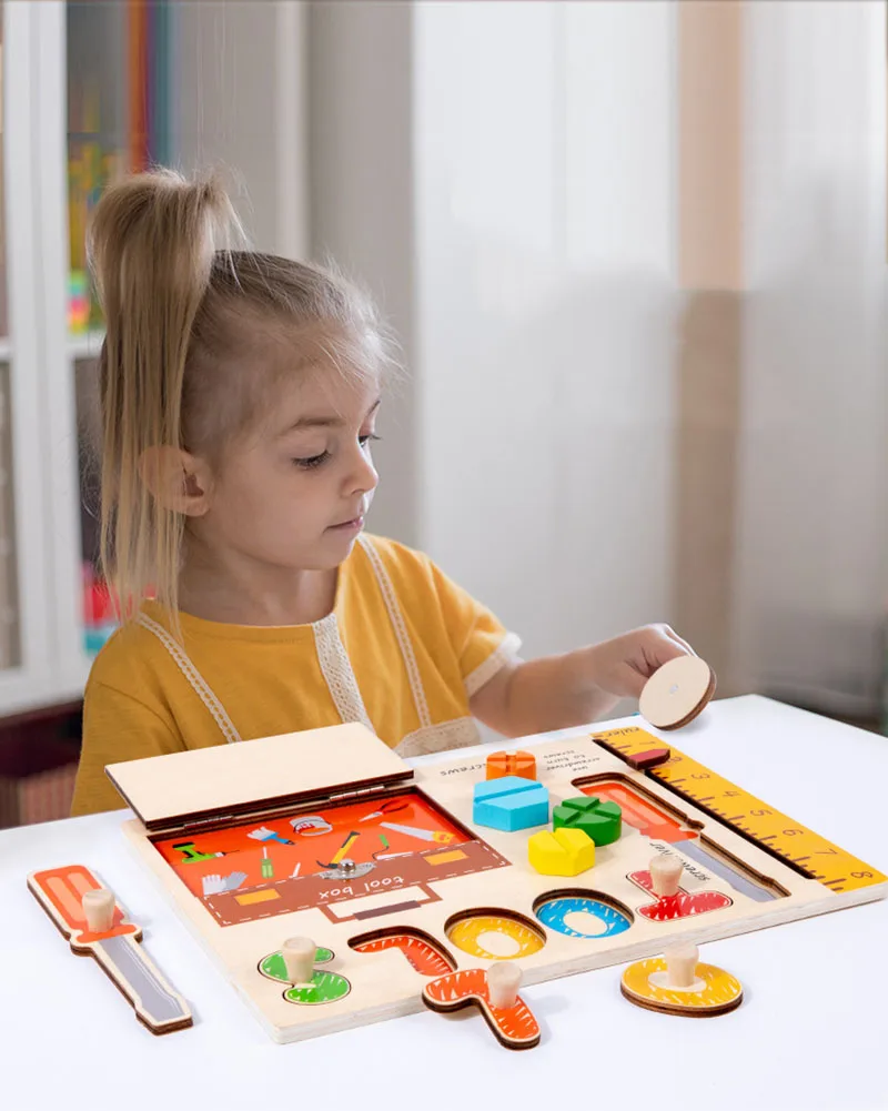 Montessori Bildung Beschäftigt Bord Hand Greifen Puzzle Bord Drei-D Werkzeug Kognitive Ausbildung Puzzle Busyboard Spielzeug Für Baby 3 4 5 Y