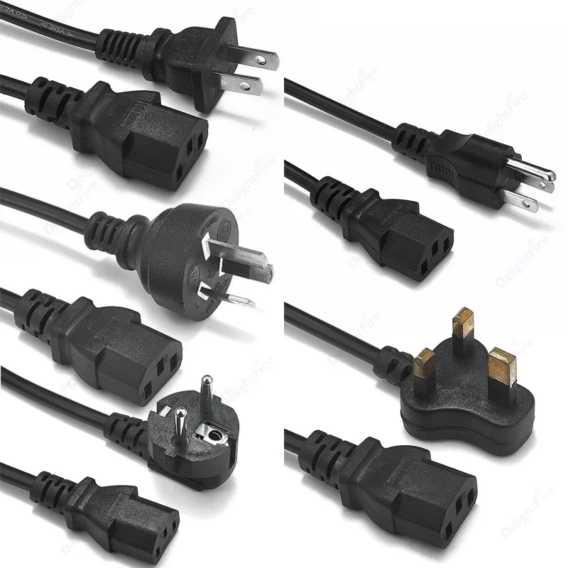 EU AU UK AU Plug AC Power Supply Cable 1.2m IEC 320 C13 3 Prong Power Cord For HDTV Samsung TV DJ Studio Lights Daylight Lamp