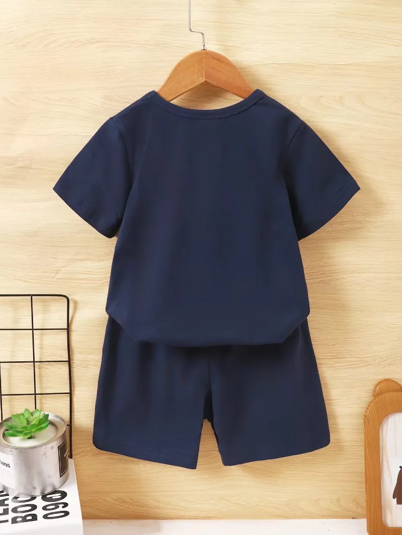 Summer Kids Cool Boys Short Sleeves Cotton Two-Piece Suit for Old Little Boss Kids Fashion Leisure Time Suit