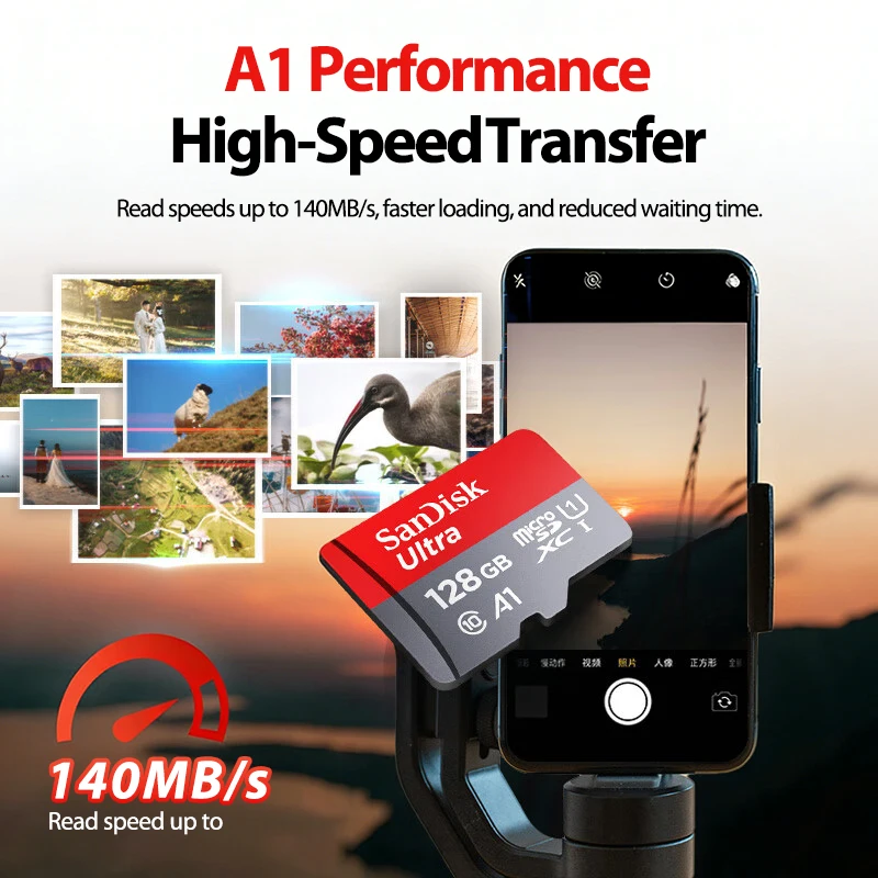 SanDisk Ultra Micro SD Card 32GB 64GB 128GB 256GB TF Card A1 U1 Class 10 MicroSD 64 GB TF Flash Memory Card For Phone/PC/Camera