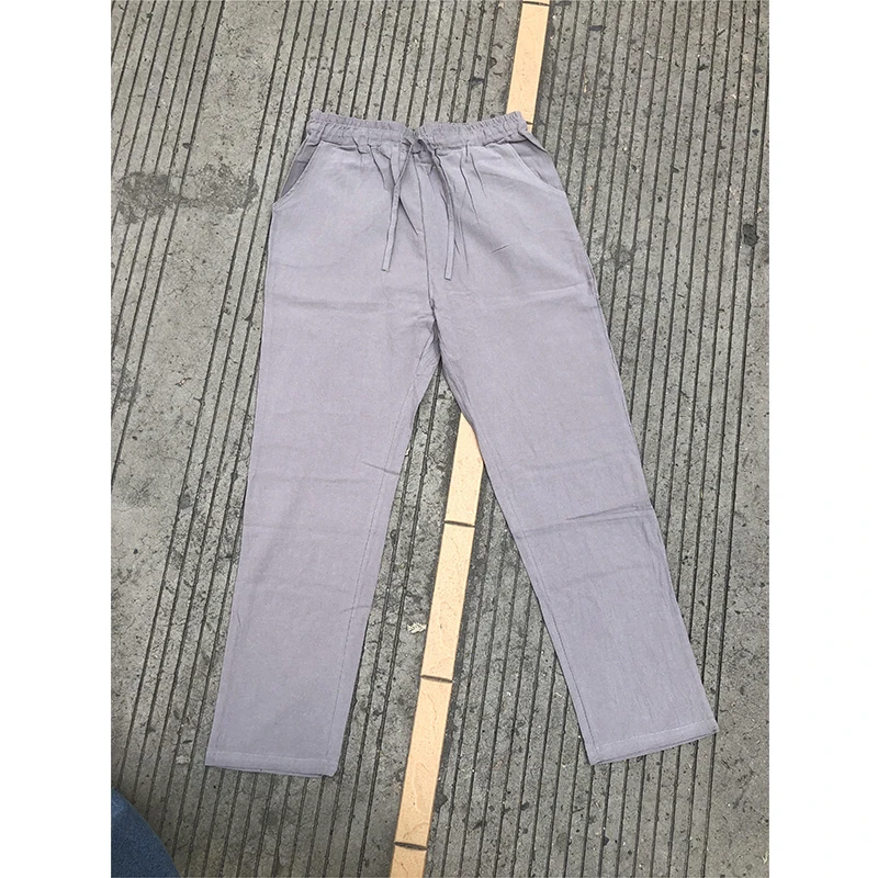 Classic Men Pants Thin Linen Trousers Special Price Fashion Straight Pant Drawstring Elasti Waist Casual Pants