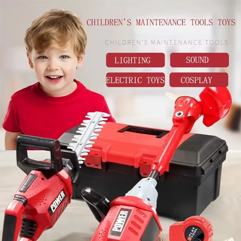 Set di giocattoli ideali per bambini per tosaerba a motosega elettronica realistica di grandi dimensioni per giochi di finzione