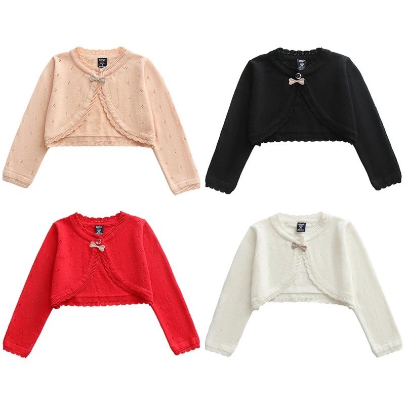 Kids Baby Girls Sweater Solid Cardigan Long Sleeve Toddler Coats Knit Kids Jacket Children Cardigan Short Coat Tops 2-6years