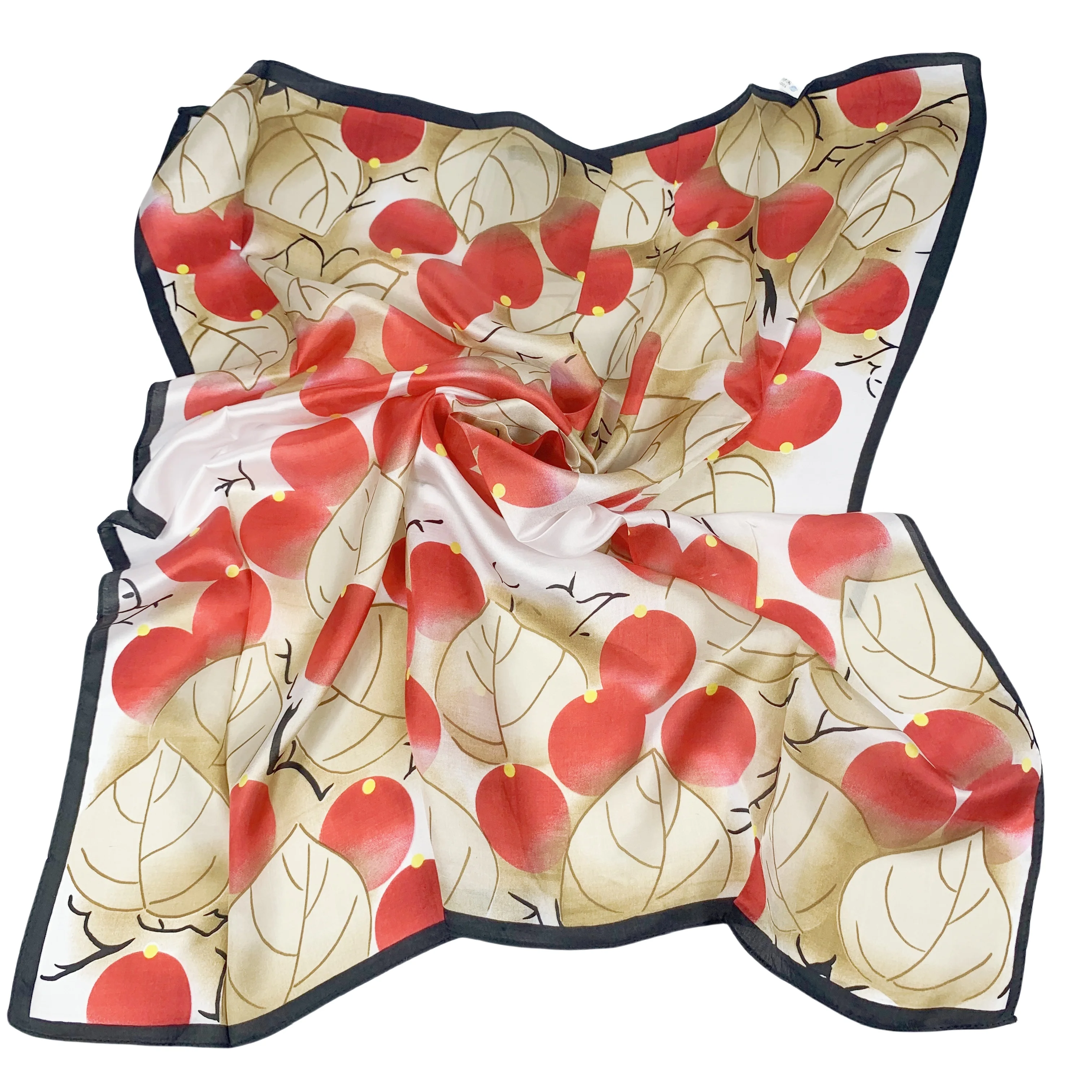 wholesale 100% pure silk scarves scarf mulberry silk design scarf Luxury Brand crab apple plum leaf crab flowering crab apple