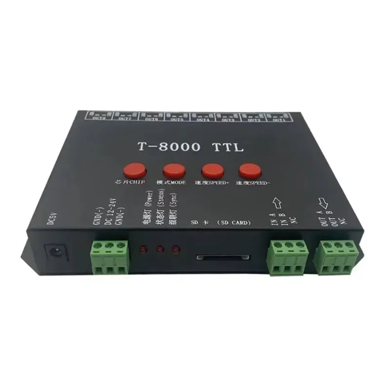AT51-T-8000 TTL DC5V/12-24V Programble LED Pixel Controller For Various LED Strip Lights