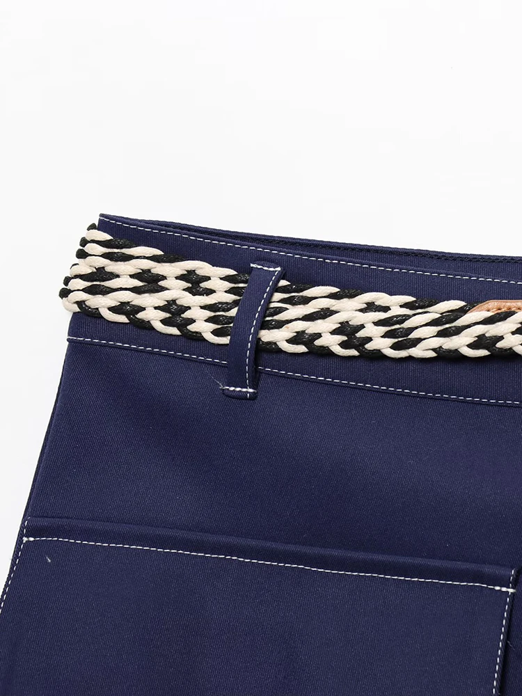 Neue Sommerprodukte im europäischen und amerikanischen Stil, Damenbekleidung, modisch mit Gürtel, hohe Taille, lässige Rockhose