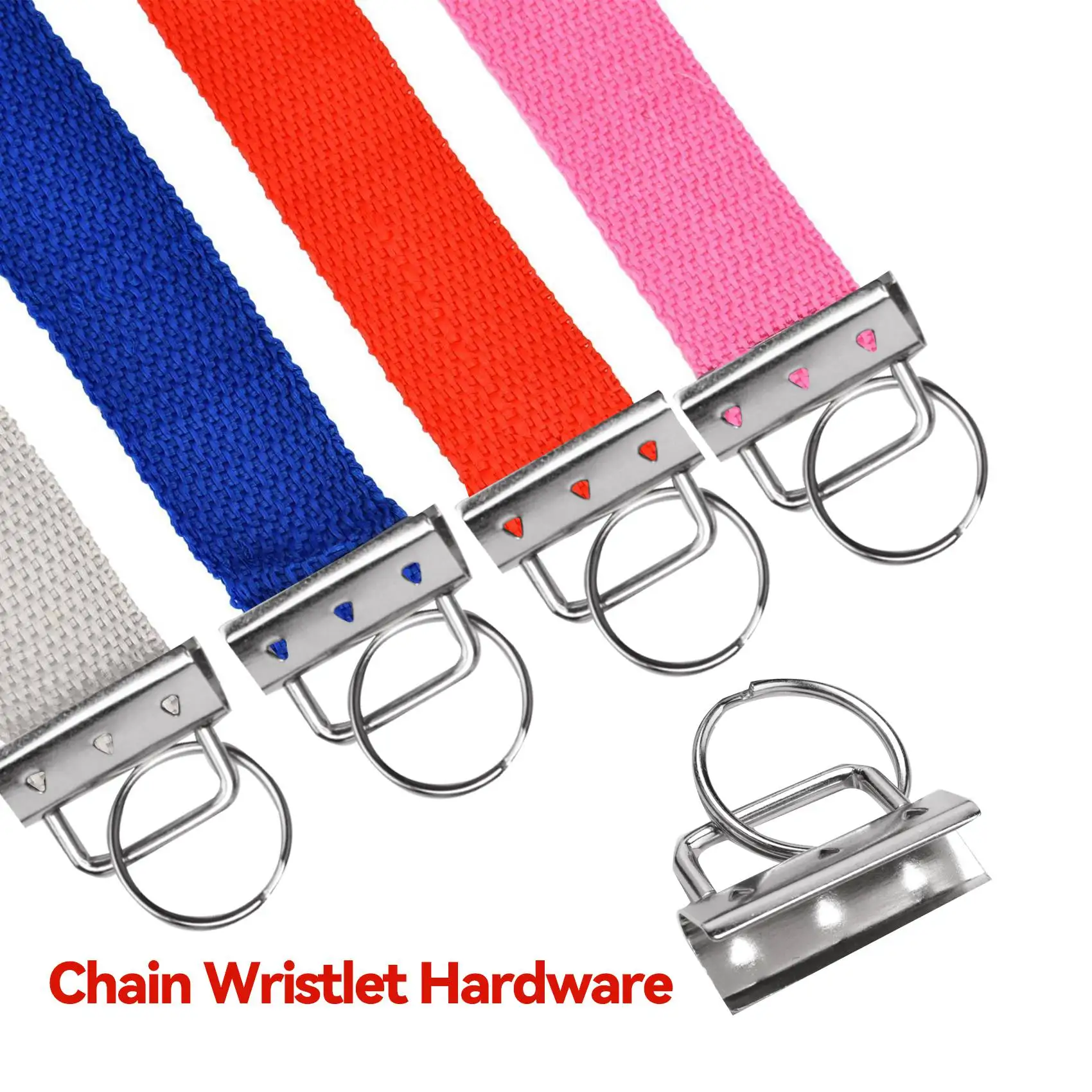 H-W 50 pièces porte-clés matériel avec anneaux fendus ensemble Clips de queue pour bracelet pince lanière porte-clés outil de bricolage avec anneau