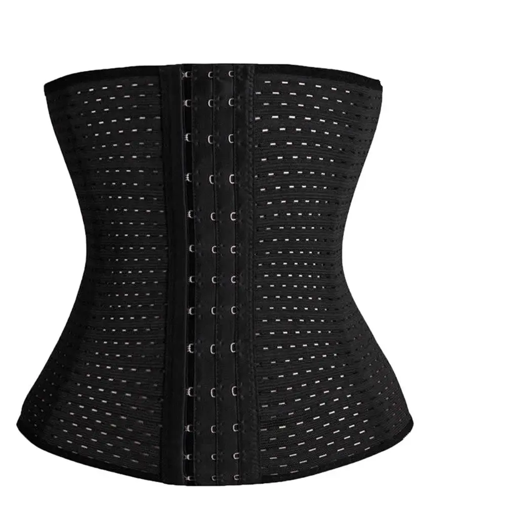 Black Waist Tummy Slimming Breathable Spandex Corset Girdle Size M Adjustable 3 Rows Hook Eyes Postpartum Recovery Tummy Control